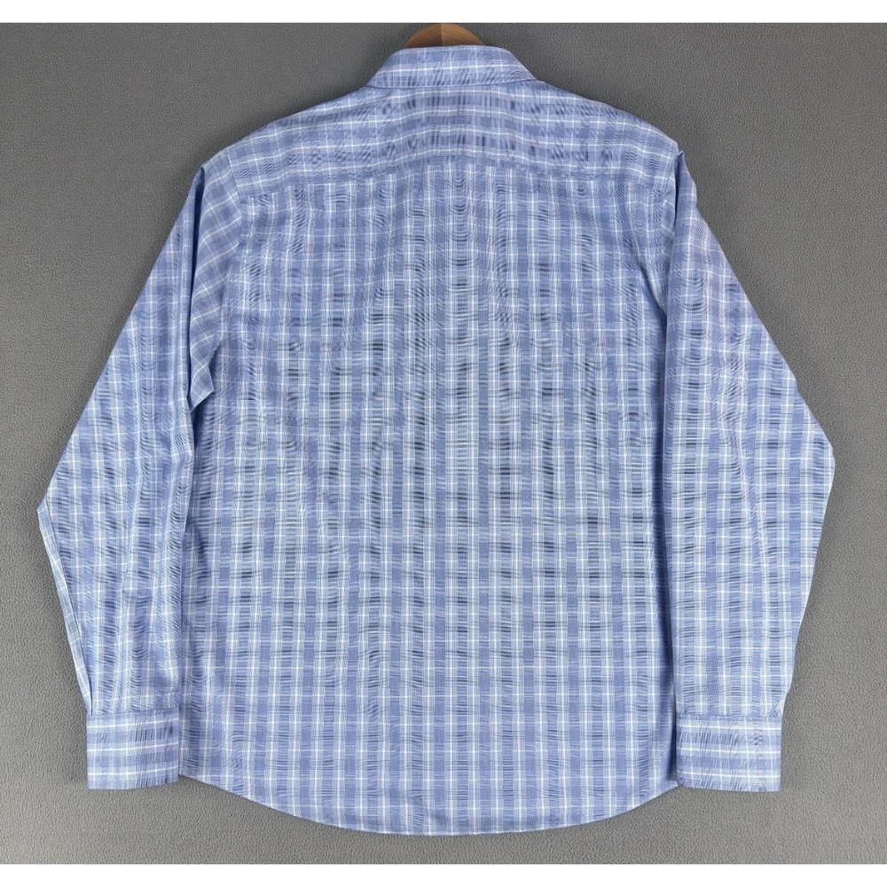 UNTUCKit Shirt Mens XL Blue White Plaid Slim Fit Brooks Smart Casual Office - Picture 3 of 10